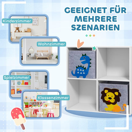 Kinderregal mit Würfeln und Schubladen, MDF, Weiß