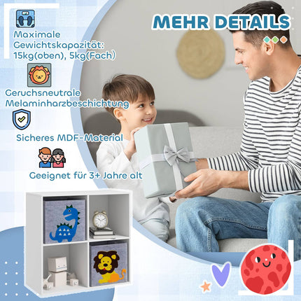 Kinderregal mit Würfeln und Schubladen, MDF, Weiß