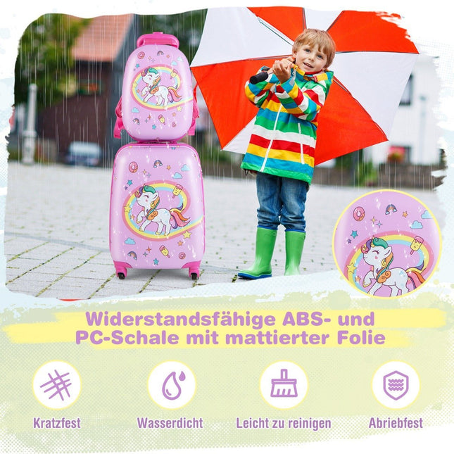 Kinderkoffer, Hartschalenkoffer, 2-teiliges Handgepäckset mit Spinner-Rädern, Rosa