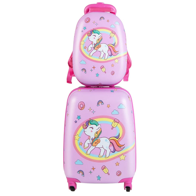 Kinderkoffer, Hartschalenkoffer, 2-teiliges Handgepäckset mit Spinner-Rädern, Rosa