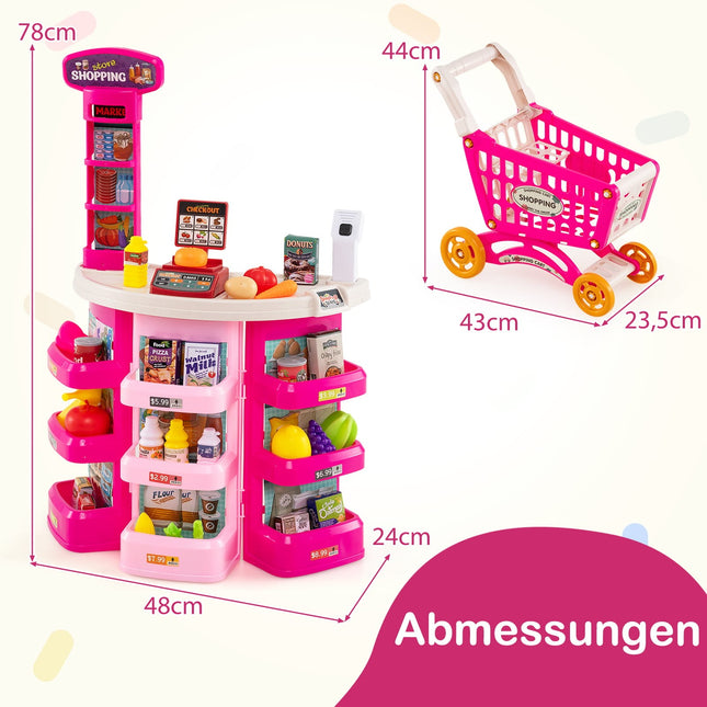 Kinder Supermarkt Spielset mit Einkaufswagen, Waage & Scanner