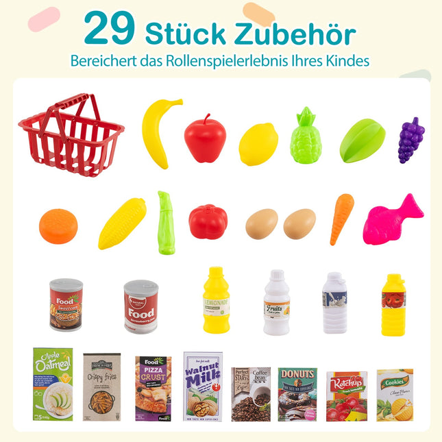Kinder-Supermarkt-Spielset mit Einkaufswagen, Waage und Scanner