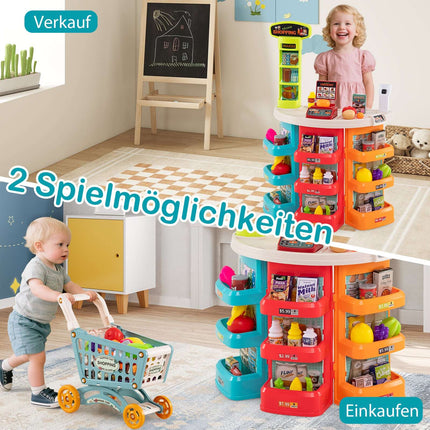 Kinder-Supermarkt-Spielset mit Einkaufswagen, Waage und Scanner
