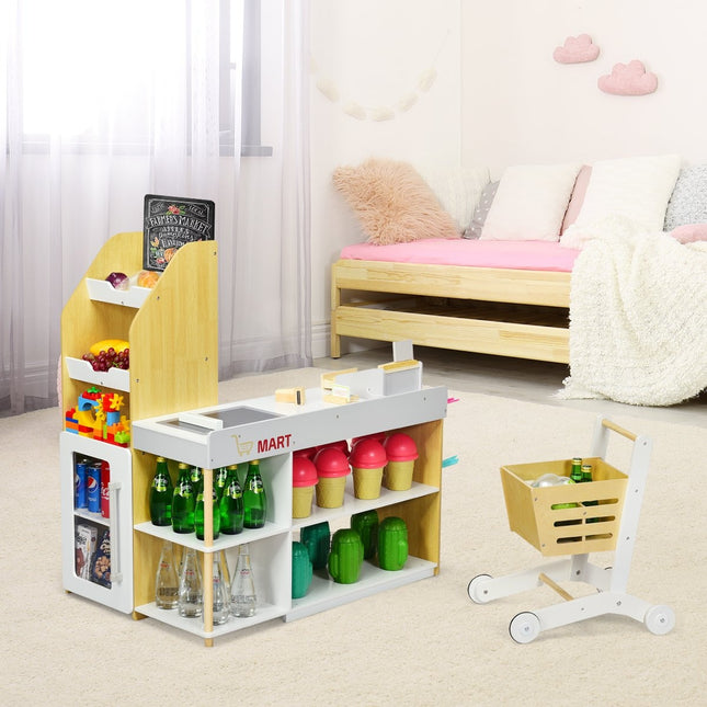 Supermarkt-Spielset für Kinder mit Einkaufswagen und Kasse