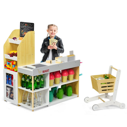 Supermarkt-Spielset für Kinder mit Einkaufswagen und Kasse