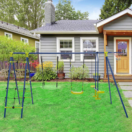 Kids Swing Set 6-in-1, Climbing Net, 550 lb Capacity