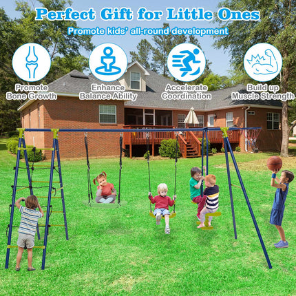 Kids Swing Set 6-in-1, Climbing Net, 550 lb Capacity