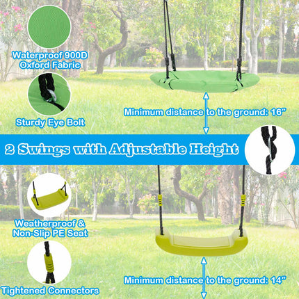 Kids Swing Set 6-in-1, Climbing Net, 550 lb Capacity
