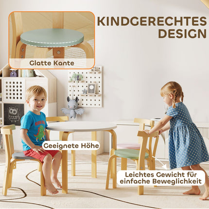 Kids Table & Chair Set, 5-Piece, Colorful Solid Wood