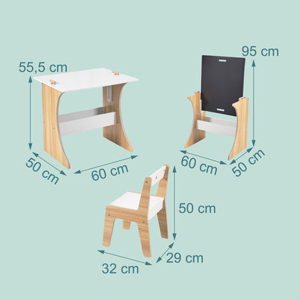Kids Table & Chair Set with Chalkboard Top