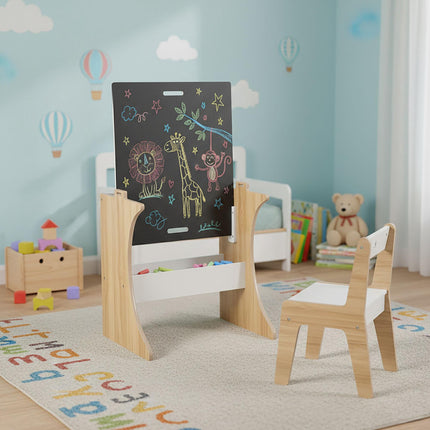 Kids Table & Chair Set with Chalkboard Top