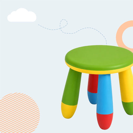 Kids' Table Set with 2 Stools, Multicolour Plastic