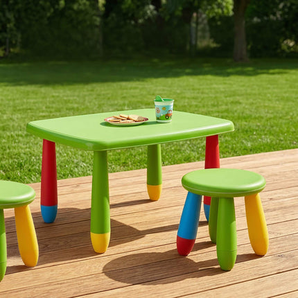 Kids' Table Set with 2 Stools, Multicolour Plastic