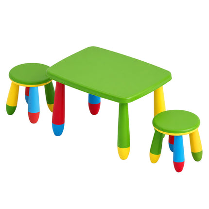 Kids' Table Set with 2 Stools, Multicolour Plastic
