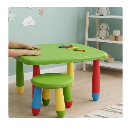 Kids' Table Set with 2 Stools, Multicolour Plastic