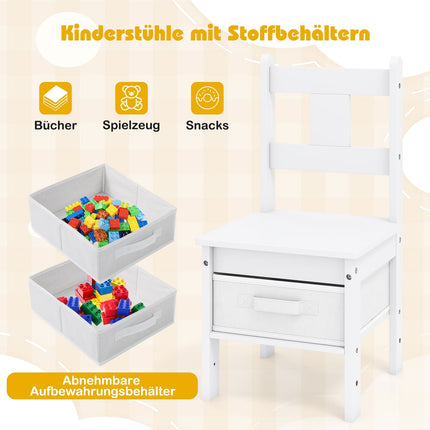 Kindertisch-Set mit Katzenhaus, 2 Stühlen, Aufbewahrungsboxen