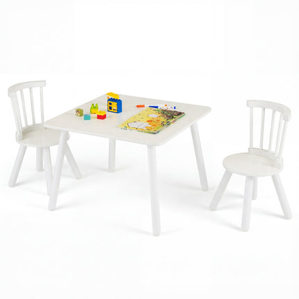 Kindertisch und 2 Stühle Set, Weiß, Holz, Ergonomisches Design