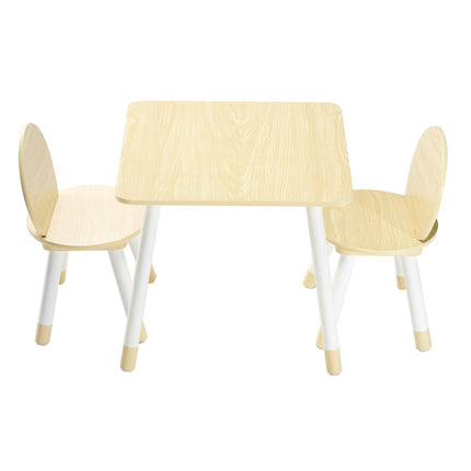 Kids Table and 2 Chairs Set, Wooden, Rounded Edges