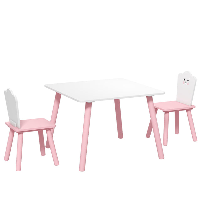 Kinder Tisch- und Stuhl-Set, 3-teilig, Rosa und Weiß