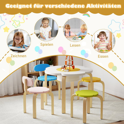 Kids' Table and Chair Set with Storage – Flower Shape