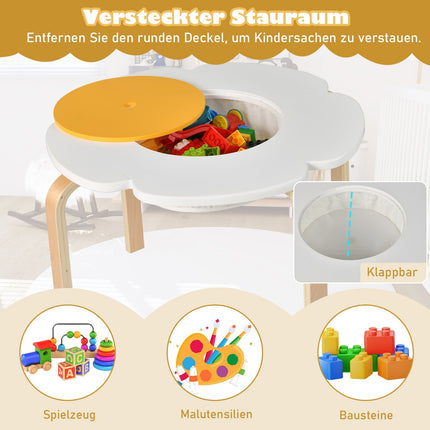 Kids' Table and Chair Set with Storage – Flower Shape