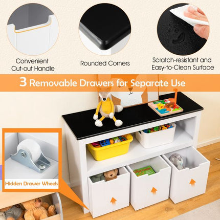 Kids Toy Storage Organizer, 3-Drawer, Blackboard Top
