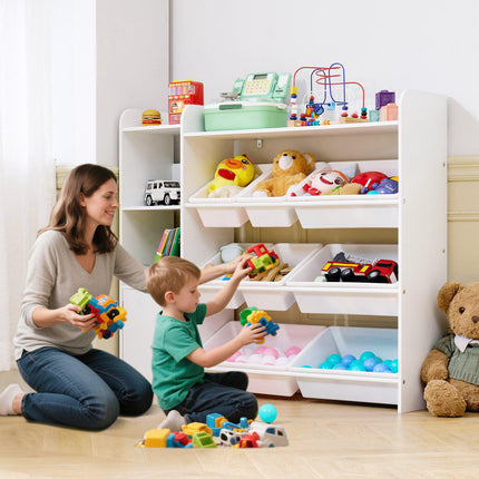 Kids Toy Storage Organizer, 4-Tier, 8 Bins, White