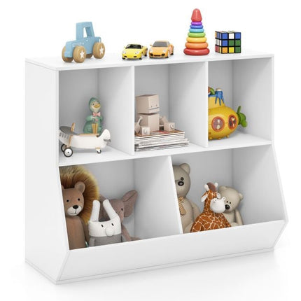 Spielzeug-Aufbewahrungsorganizer für Kinder, 5-Würfel-Holzregal, kippsicher, weiß