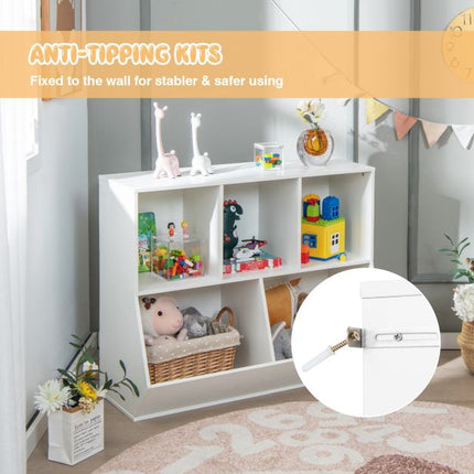 Spielzeug-Aufbewahrungsorganizer für Kinder, 5-Würfel-Holzregal, kippsicher, weiß