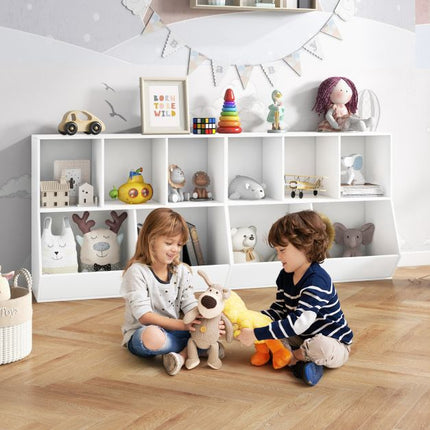 Spielzeug-Aufbewahrungsorganizer für Kinder, 5-Würfel-Holzregal, kippsicher, weiß