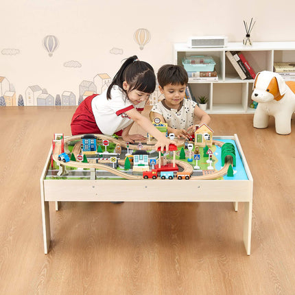 Kids Train Table Set, 84-Piece, Reversible Top, Storage Bin