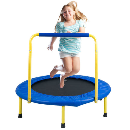 Kids Trampoline 36 Inch, Foldable with Handlebar, 132 LB
