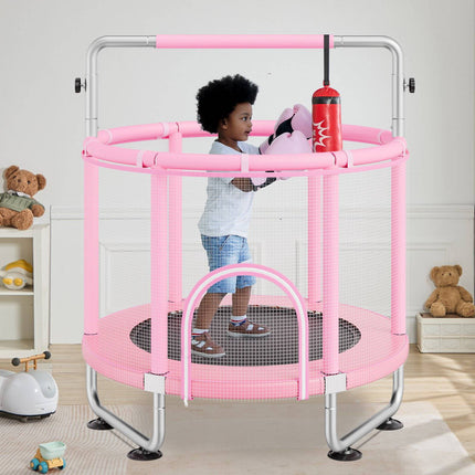 Kids Trampoline 55-Inch, Safety Net, Basketball Hoop