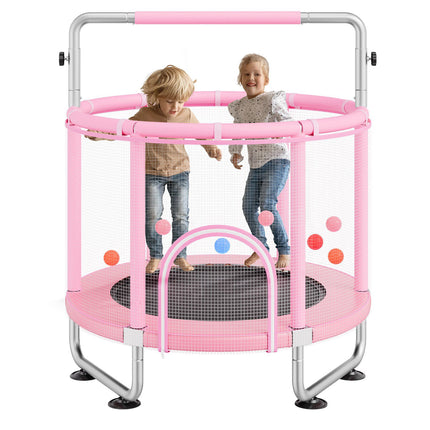 Kids Trampoline 55-Inch, Safety Net, Basketball Hoop