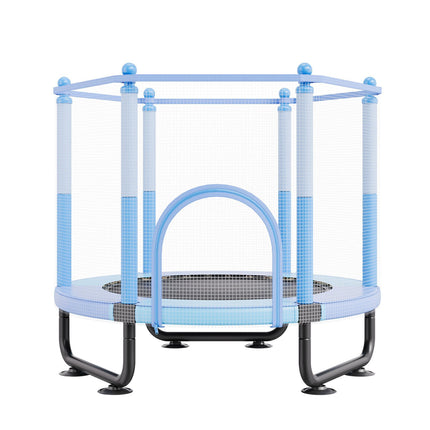 Kids Trampoline 60 in with Safety Enclosure Net, Basketball Hoop, Blue