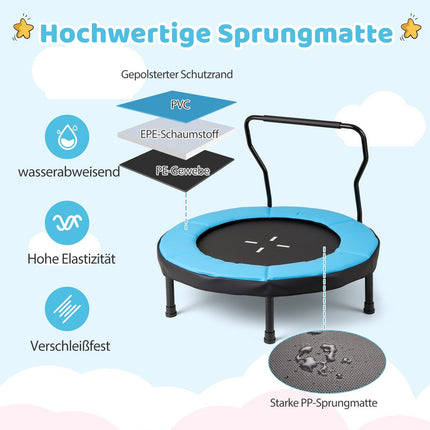 Kinder-Trampolin mit Griff, 102 cm, 100 kg Tragkraft, Blau