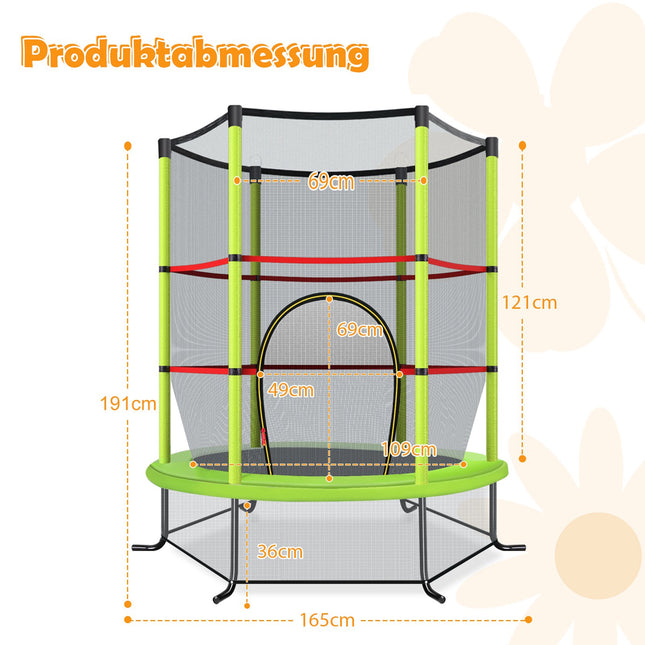 Kinder-Trampolin mit Sicherheitsnetz, 165cm, 135kg Tragkraft