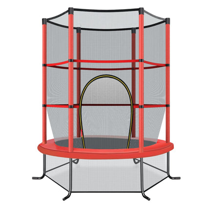 Kinder-Trampolin mit Sicherheitsnetz, 165cm, 135kg Tragkraft, Rot