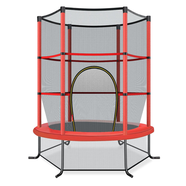 Kinder-Trampolin mit Sicherheitsnetz, 165cm, 135kg Tragkraft, Rot