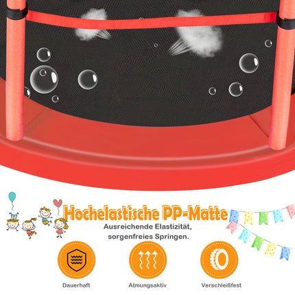 Kinder-Trampolin mit Sicherheitsnetz, 165cm, 135kg Tragkraft, Rot