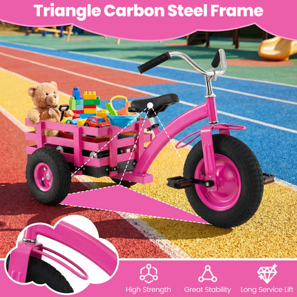 Kids Tricycle with 15" Inflatable Tires – Pink