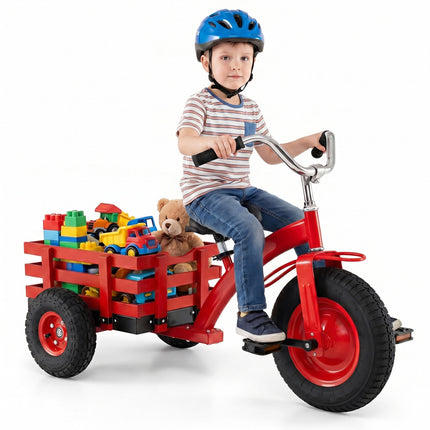 Kids Tricycle with 15" Rubber Tires, Adjustable Seat