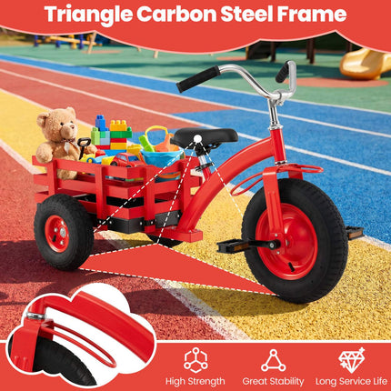 Kids Tricycle with 15" Rubber Tires, Adjustable Seat