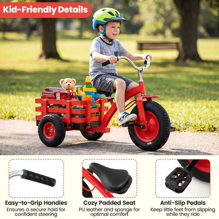 Kids Tricycle with 15" Rubber Tires, Adjustable Seat
