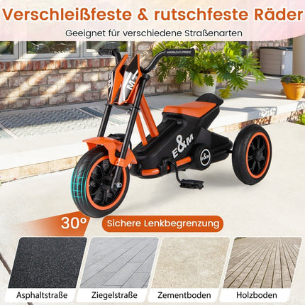 Kinder-Dreirad mit rutschfesten Pedalen, Orange, Alter 3+