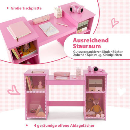 Kinderschminktisch & Schreibtisch-Set mit abnehmbarem Spiegel, Pink