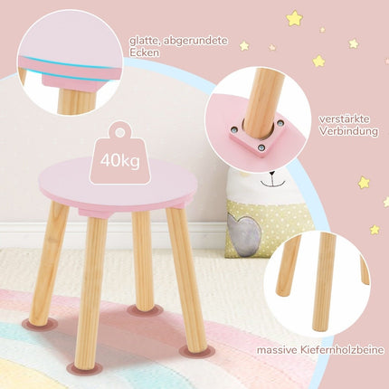 Kinderschminktisch & Schreibtisch-Set mit abnehmbarem Spiegel, Rosa