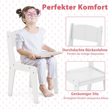 Kinderschminktisch mit LED-Spiegel, Hocker und Stauraum