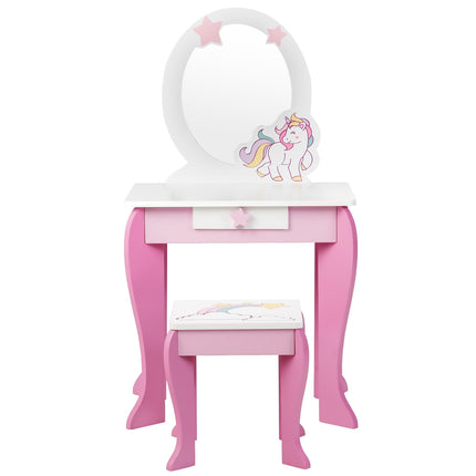 Kinderschminktisch-Set mit Spiegel, Hocker und Schublade