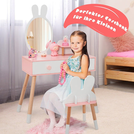 Kinderschminktisch-Set mit Hasen-Design, Acrylspiegel